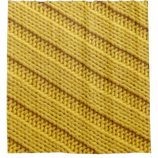 Farbvolle Stricktextur. Gelb. Duschvorhang (Vorderseite)