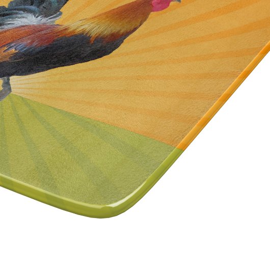 Farbvolle Strutband-Rooster-Glasschneidplatte Schneidebrett (Ecke)