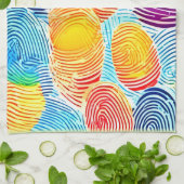 Farbvolles Fingerabdruckmuster Geschirrtuch (Gefaltet)