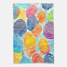Farbvolles Fingerabdruckmuster Geschirrtuch
