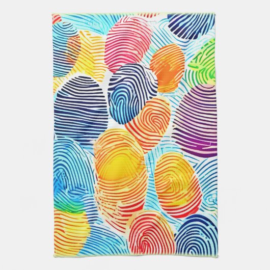 Farbvolles Fingerabdruckmuster Geschirrtuch (Vertikal)