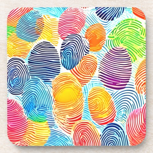 Farbvolles Fingerabdruckmuster Getränkeuntersetzer (Vorderseite)