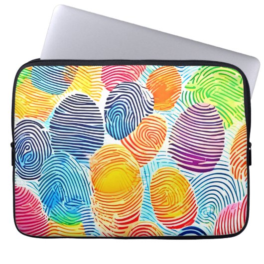 Farbvolles Fingerabdruckmuster Laptopschutzhülle (Vorderseite)
