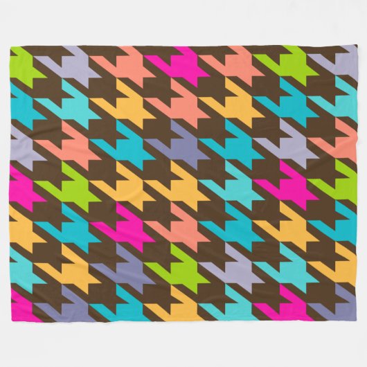 Farbvolles Hahnentrittmuster Nahtloses Muster 4 Fleecedecke (Vorderseite (Horizontal))