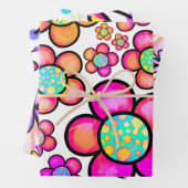 Farbvolles Muster der Doodle-Blume der 70er Jahre Geschenkpapier Set (Beispiel)