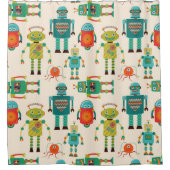 Farbvolles Muster für Retro-Roboter Duschvorhang (Vorderseite)