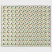 Farbvolles Muster für Retro-Roboter Geschenkpapier (Flach)