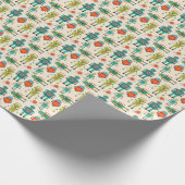 Farbvolles Muster für Retro-Roboter Geschenkpapier (Ecke)