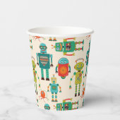 Farbvolles Muster für Retro-Roboter Pappbecher (Rückseite)