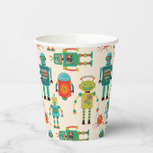 Farbvolles Muster für Retro-Roboter Pappbecher (Links)