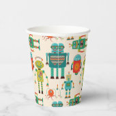 Farbvolles Muster für Retro-Roboter Pappbecher (Rechts)
