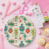 Farbvolles Muster für Retro-Roboter Pappteller (Party)