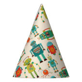 Farbvolles Muster für Retro-Roboter Partyhütchen (Links)