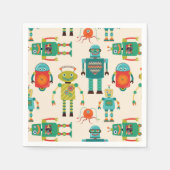 Farbvolles Muster für Retro-Roboter Serviette (Vorderseite)