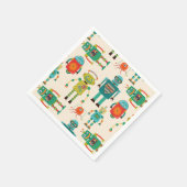 Farbvolles Muster für Retro-Roboter Serviette (Ecke)
