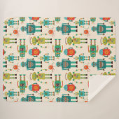 Farbvolles Muster für Retro-Roboter Sherpadecke (Vorderseite (Horizontal))