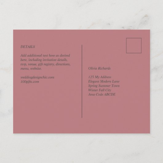 Farbvorlage für die Dusty-Rose Postkarte (Rückseite)