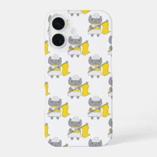 Farbwache Graue Katze Gelb und Weiß iPhone 16 Hülle