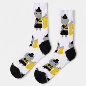 Farbwache Graue Katze Schwarz Gelb Socken (Linkes Detail)