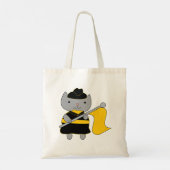 Farbwache Graue Katze Schwarz Gelb Tragetasche (Rückseite)