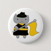Farbwächter-Katze Cartoon Schwarz Gelb Button (Vorderseite)