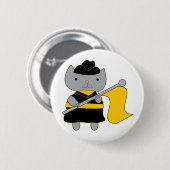 Farbwächter-Katze Cartoon Schwarz Gelb Button (Vorne & Hinten)