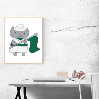 Farbwächter Katzengrün und Weiß Poster