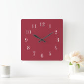 Farbwahl in Rot Quadratische Wanduhr (Zuhause)