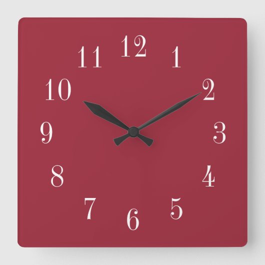 Farbwahl in Rot Quadratische Wanduhr (Vorderseite)