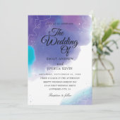 Farbwäsche | aquamarine und lila Hochzeitseinladun Einladung (Stehend Vorderseite)