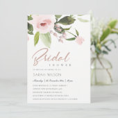 FARBWASCHEN BLUSPINK FLORAL BRAUTPARTY EINLADUNG (Stehend Vorderseite)