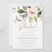 FARBWASCHEN BLUSPINK FLORAL BRAUTPARTY EINLADUNG (Vorderseite)