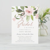 FARBWASCHEN BLUSPINK FLORAL BRAUTPARTY EINLADUNG (Stehend Vorderseite)