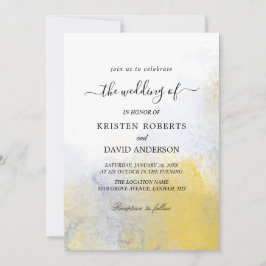 Farbwaschgelbe und blaue Hochzeitseinladung Einladung