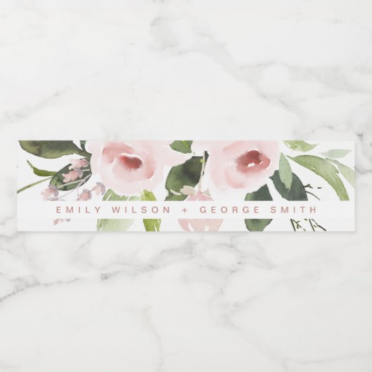 FARBWASCHWASCHBUSCHPINK-BLUMENBREITE WASSERFLASCHENETIKETT (Einzelnes Label)