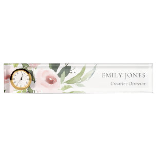 FARBWASCHWASCHEN BLUSPINK FLORAL BUNCH NAMENSPLAKETTE