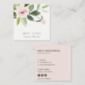 FARBWASCHWASCHEN BLUSPINK FLORAL BUNCH QUADRATISCHE VISITENKARTE (Vorne/Hinten)