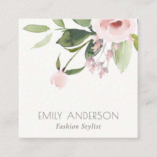 FARBWASCHWASCHEN BLUSPINK FLORAL BUNCH QUADRATISCHE VISITENKARTE (Vorderseite)