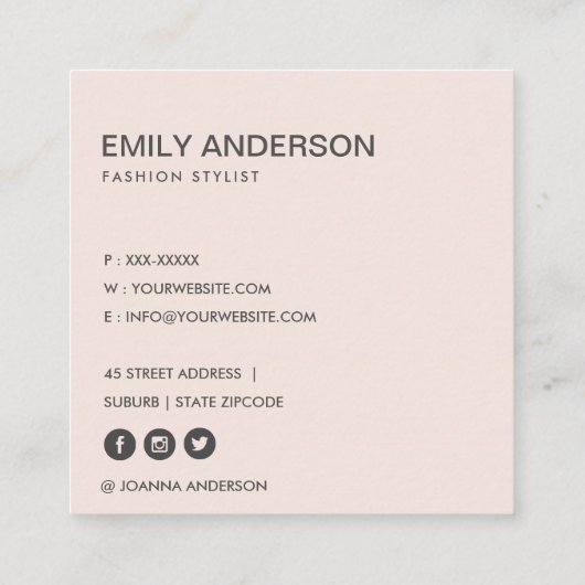 FARBWASCHWASCHEN BLUSPINK FLORAL BUNCH QUADRATISCHE VISITENKARTE (Rückseite)