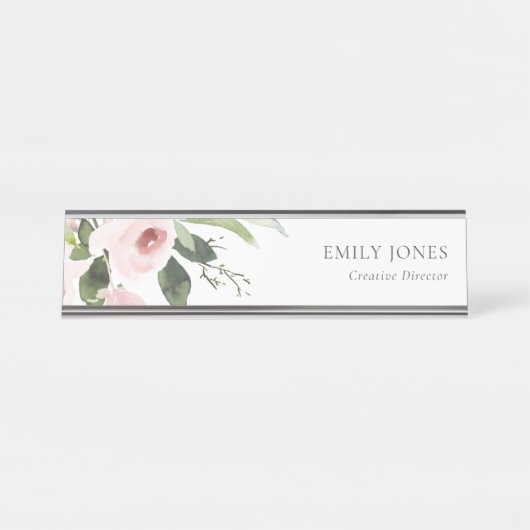 FARBWASCHWASCHEN BLUSPINK FLORAL BUNCH SCHREIBTISCHNAMENSPLAKETTE (Vorderseite )