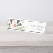 FARBWASCHWASCHEN BLUSPINK FLORAL BUNCH SCHREIBTISCHNAMENSPLAKETTE (Vorderseite )