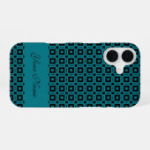 Farbwechsel! Funky Retro-Quadrate-Punkte-Muster iPhone 16 Hülle (Rückseite (Horizontal))