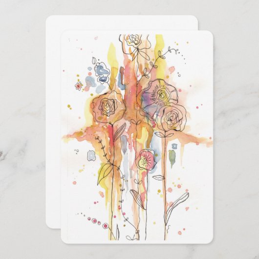 Farbweiche Aquarellfarben-Ganzokkassenkarte Dankeskarte (Vorne/Hinten)