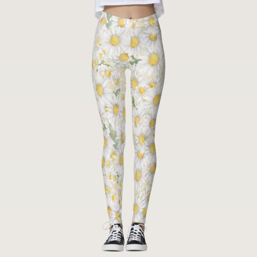 Farbweiße Blume Leggings (Vorderseite)