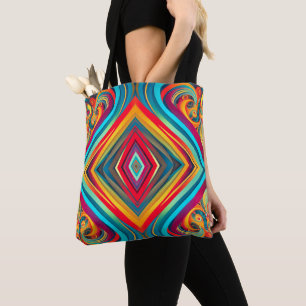 Farbwellen-Fusion – Moderne abstrakte Wirbelkunst Tasche