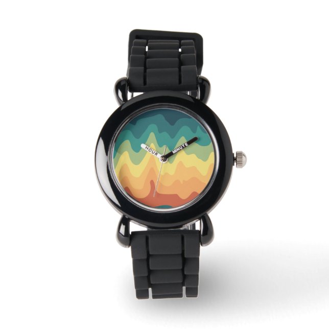 Farbwellen-Horizont Armbanduhr (Vorderseite)