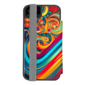 Farbwellenfusion – Moderne abstrakte Wirbelkunst Incipio iPhone Geldbeutel-Hülle (Folio Rückseite)