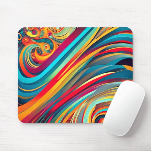Farbwellenfusion – Moderne abstrakte Wirbelkunst Mousepad (Mit Mouse)