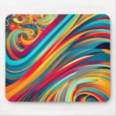 Farbwellenfusion – Moderne abstrakte Wirbelkunst Mousepad (Vorne)