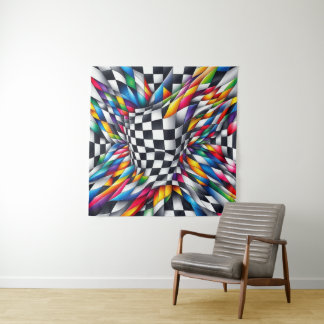 Farbwirbel & Illusion Wandteppich